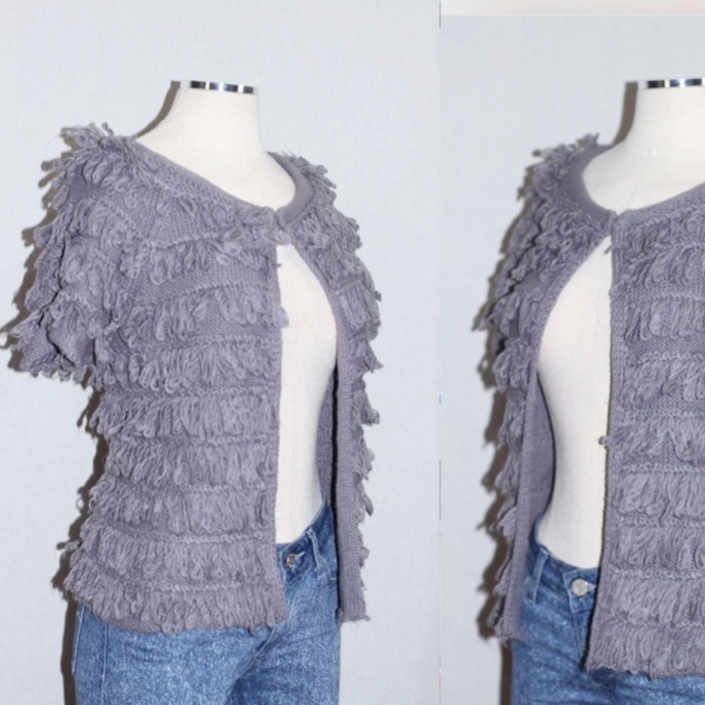 Grey Fringed Sweater - Picture 4 of 11